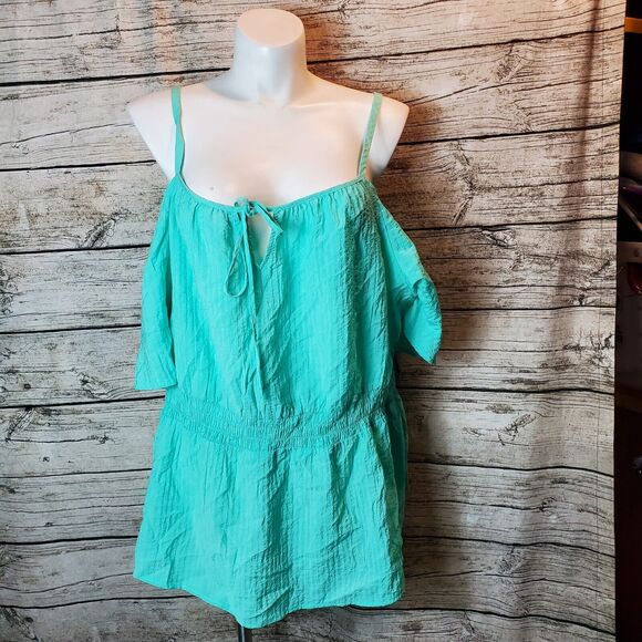 Lane Bryant Seafoam Off the Shoulder Blouse Sz 30/32 NWT - Picture 4 of 12